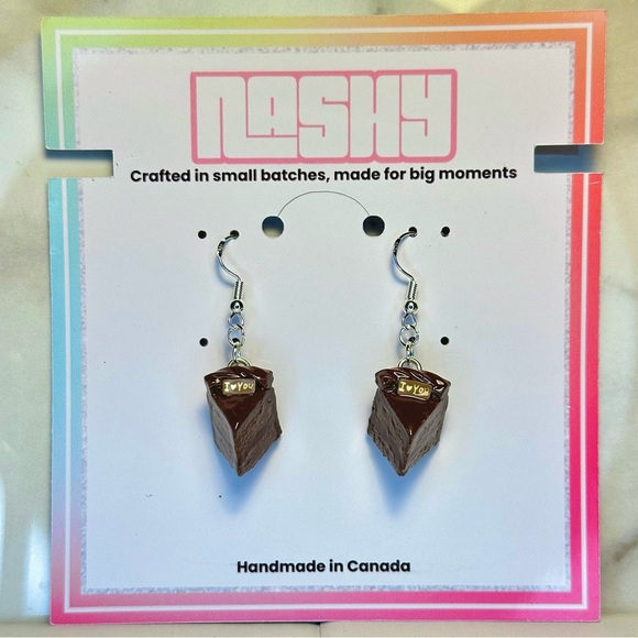 Brown Chocolate Cake Slices(Mini) - Handmade Earrings - Picture 4 of 7